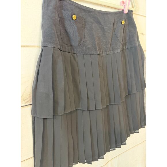 Weill Skirt Tiered Gold Buttons Regal Preppy Chic Classy Sz 8 - Picture 9 of 9